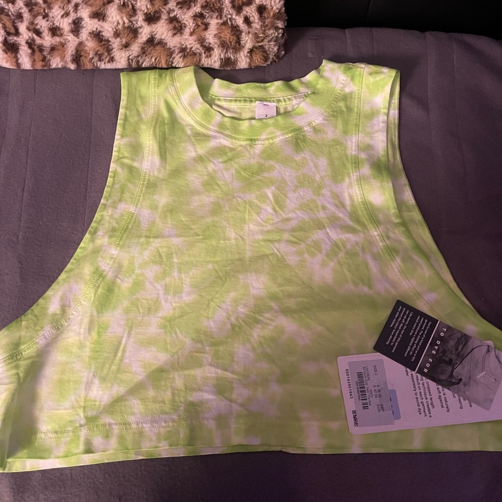 Tie-Dye Sleeveless Crop Top - Lime Green